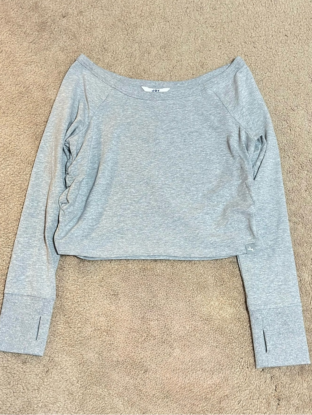 NWT JoyLab Gray Off The Shoulder Washed Jersey Active Pullover SIZE XL *Flaw*